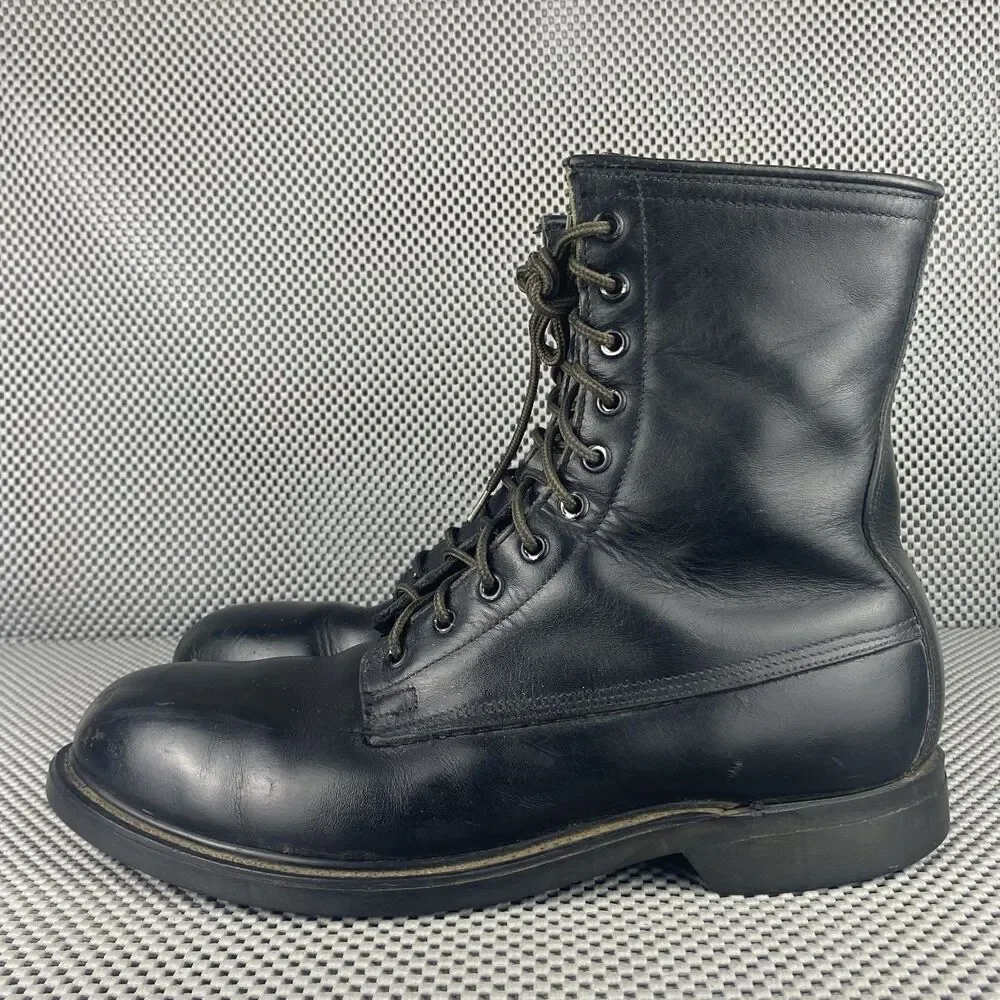 Vintage 1992 Wolverine Military Combat Boots Mens 9 R Black Leather Steel Toe